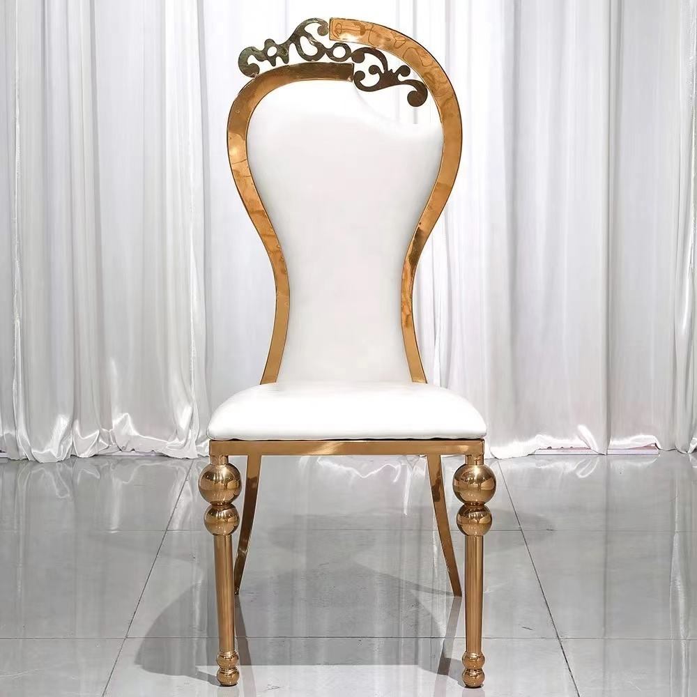 Luxurious, elegant, unique curved back design, gold rose gold stainless steel gourd foot wedding chair