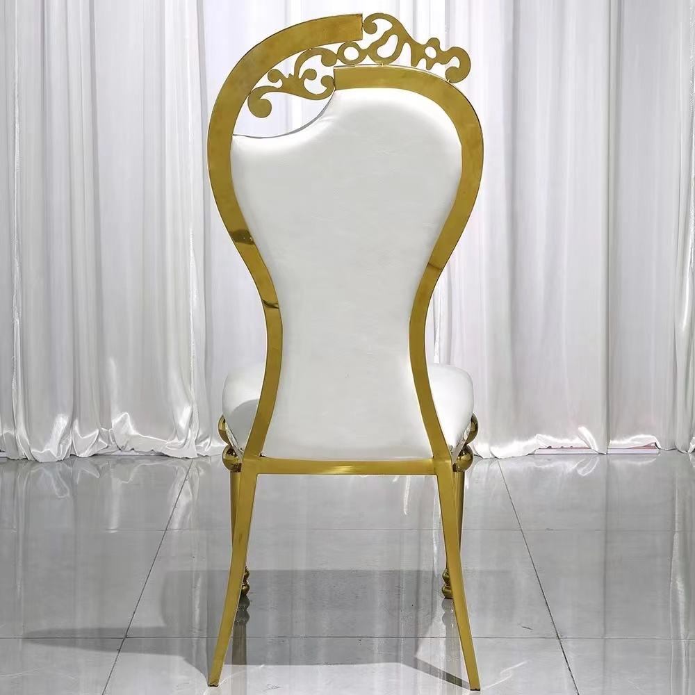 Luxurious, elegant, unique curved back design, gold rose gold stainless steel gourd foot wedding chair image 3