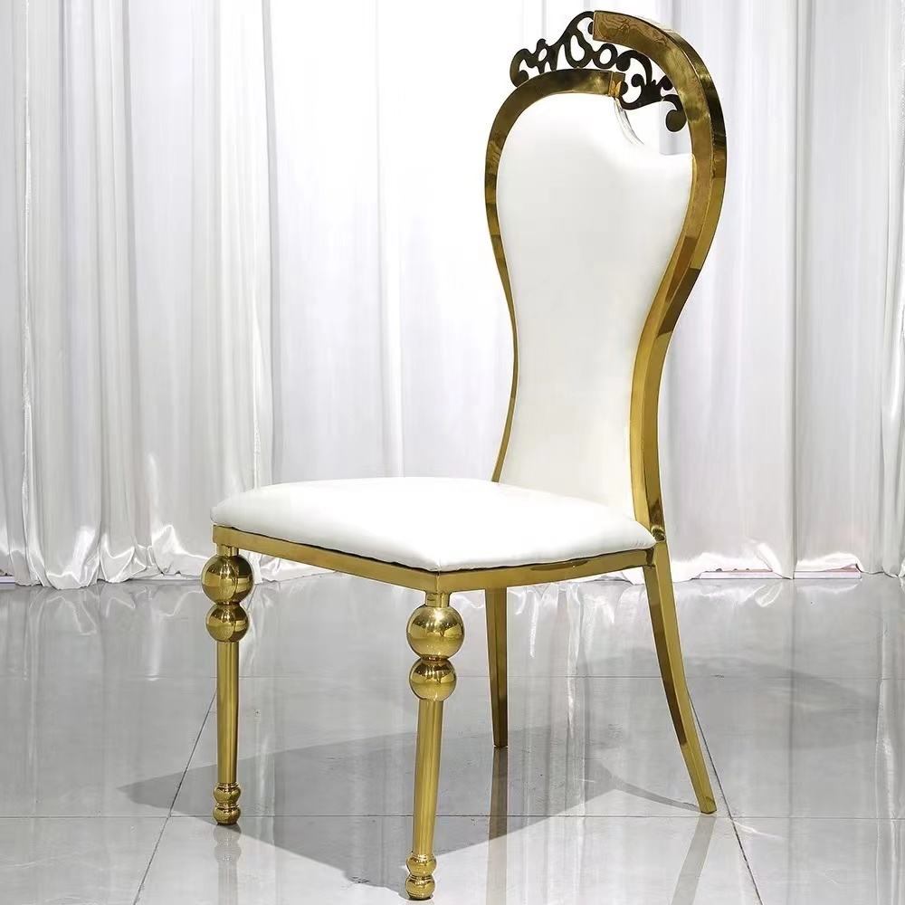 Luxurious, elegant, unique curved back design, gold rose gold stainless steel gourd foot wedding chair image 4