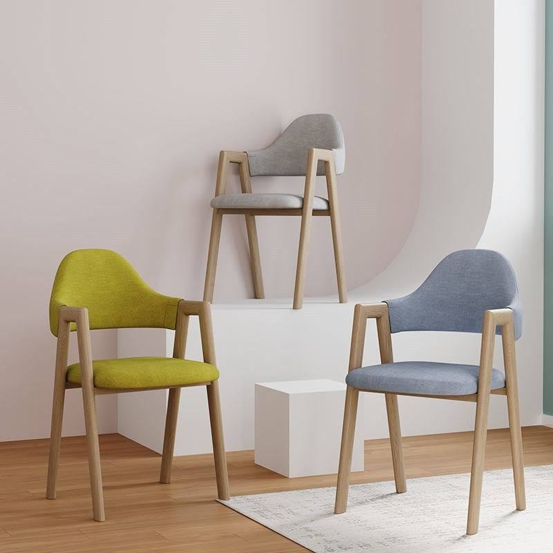 High quality Nordic wooden home furniture, restaurant armrests, leisure dining chairs image 2