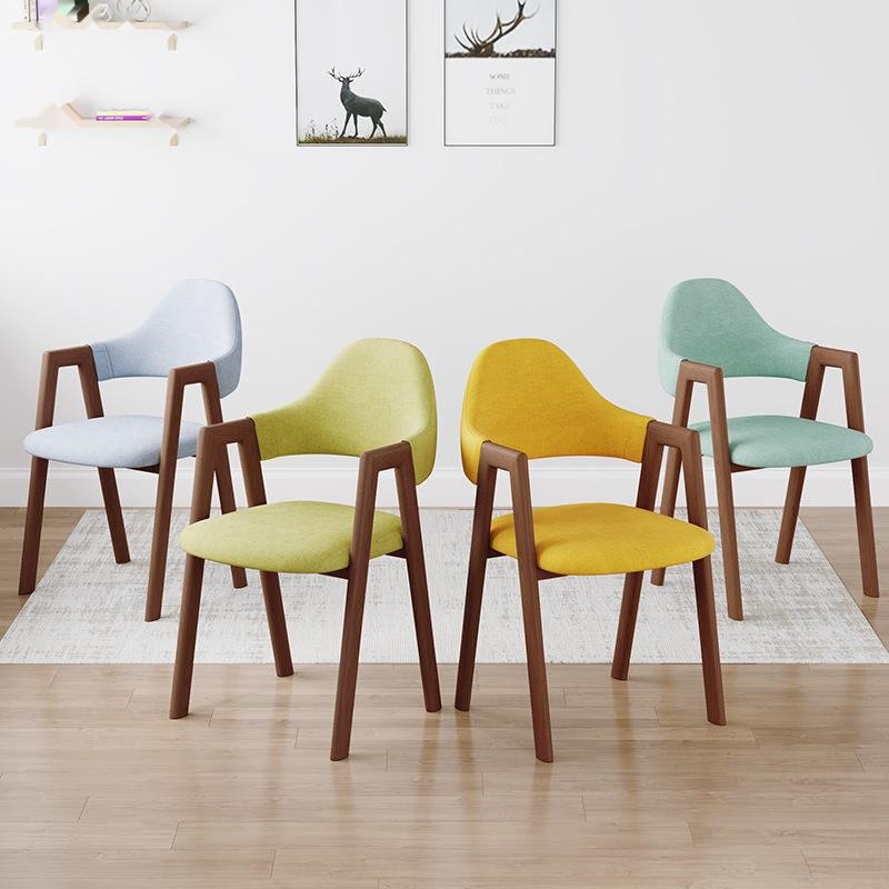 High quality Nordic wooden home furniture, restaurant armrests, leisure dining chairs image 3