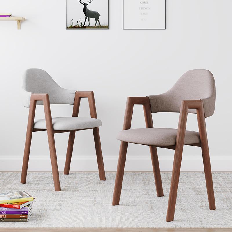 High quality Nordic wooden home furniture, restaurant armrests, leisure dining chairs image 4