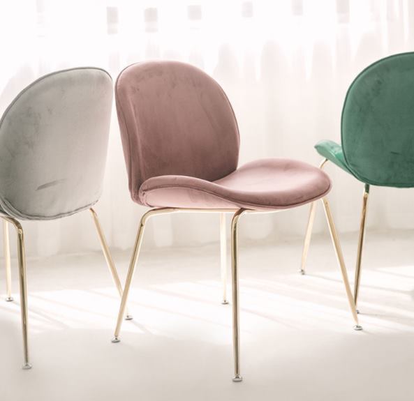Terciopelo Nordic Modern Velvet Fabric Dining Chair Dining Room Living Room Beetle Chair image 3