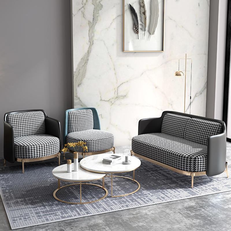 Modern retro luxury canine accent hotel sofa chair chrome plated finished leisure lounge hotel apartment fabric materials