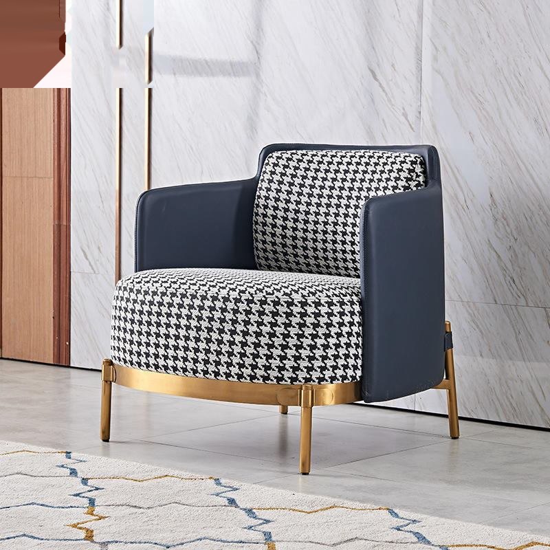Modern retro luxury canine accent hotel sofa chair chrome plated finished leisure lounge hotel apartment fabric materials image 2