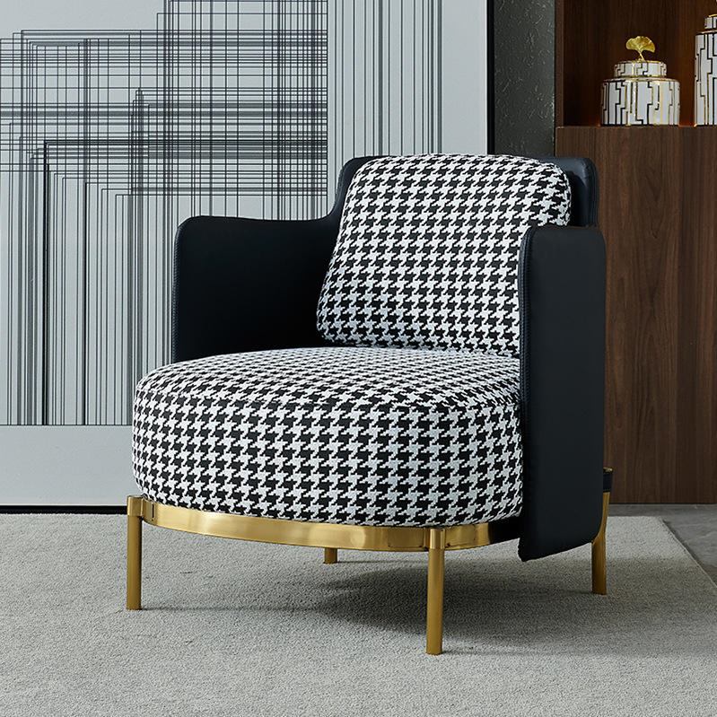 Modern retro luxury canine accent hotel sofa chair chrome plated finished leisure lounge hotel apartment fabric materials image 3