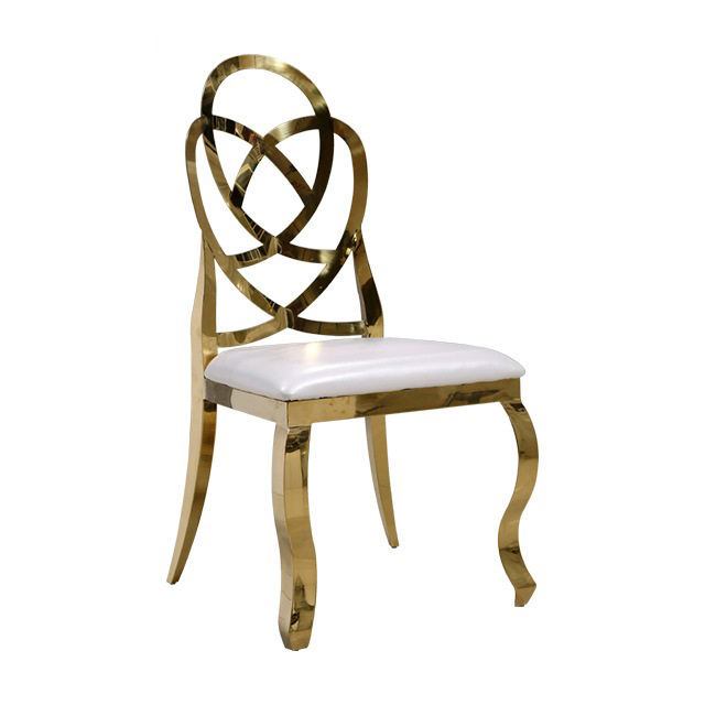 Luxury Modern Metal Party Chair Gold Dining Furniture White PU Stainless Steel Banquet Chair