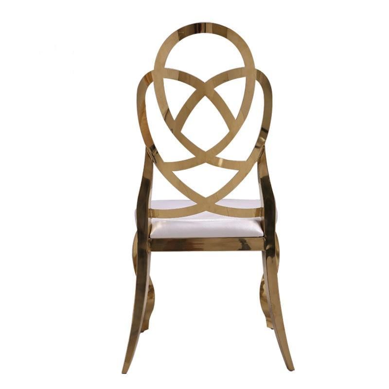 Luxury Modern Metal Party Chair Gold Dining Furniture White PU Stainless Steel Banquet Chair image 2