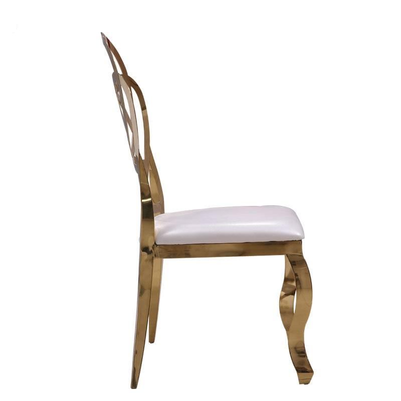 Luxury Modern Metal Party Chair Gold Dining Furniture White PU Stainless Steel Banquet Chair image 3