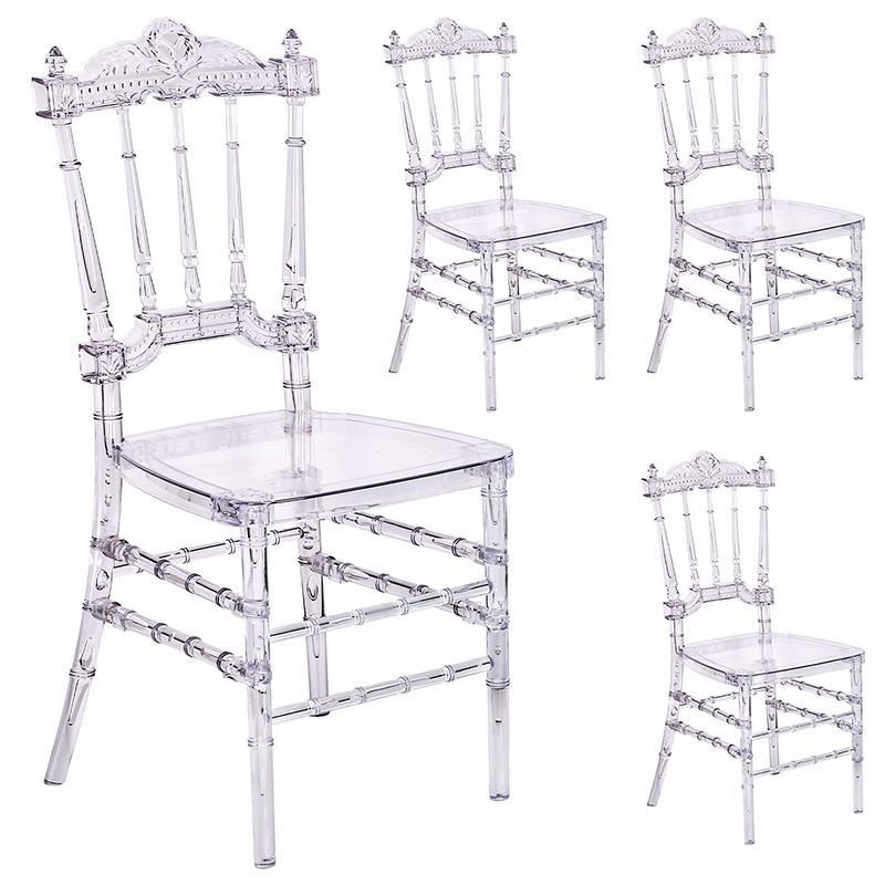 Party rental KD design castle back crown PC resin crystal transparent acrylic wedding banquet hotel activity chair image 2