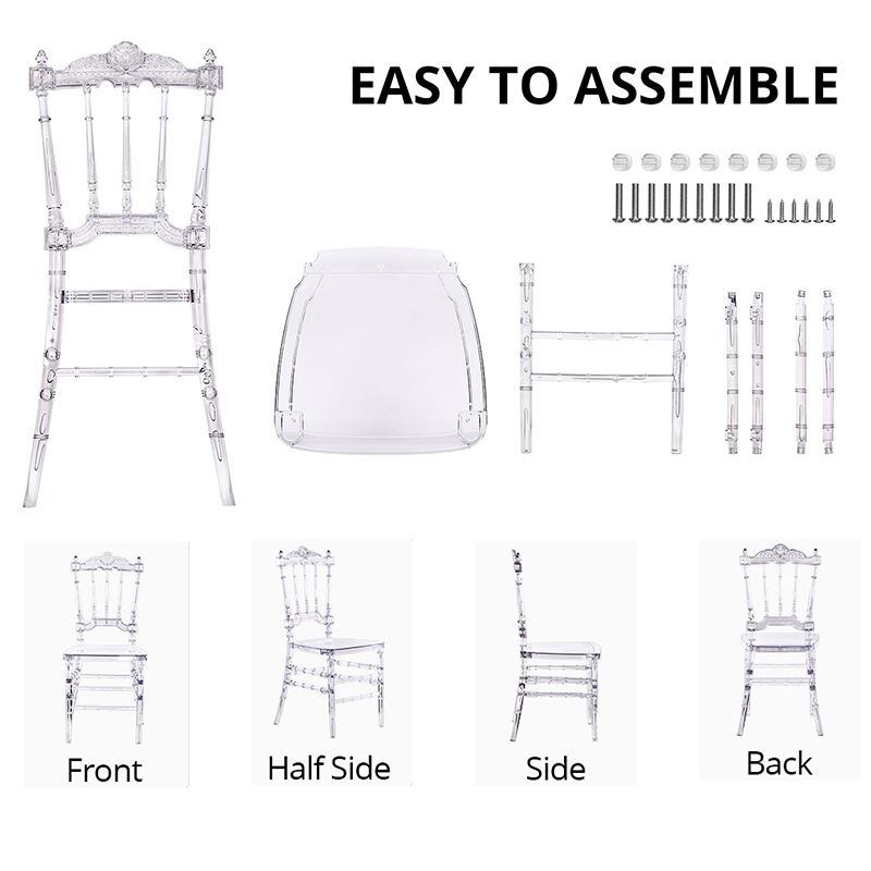 Party rental KD design castle back crown PC resin crystal transparent acrylic wedding banquet hotel activity chair image 3
